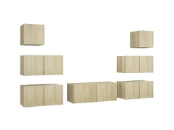 7 pcs conjunto móveis de TV derivados madeira carvalho sonoma PT216107