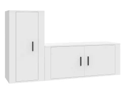 2 pcs conjunto móveis de TV derivados de madeira branco