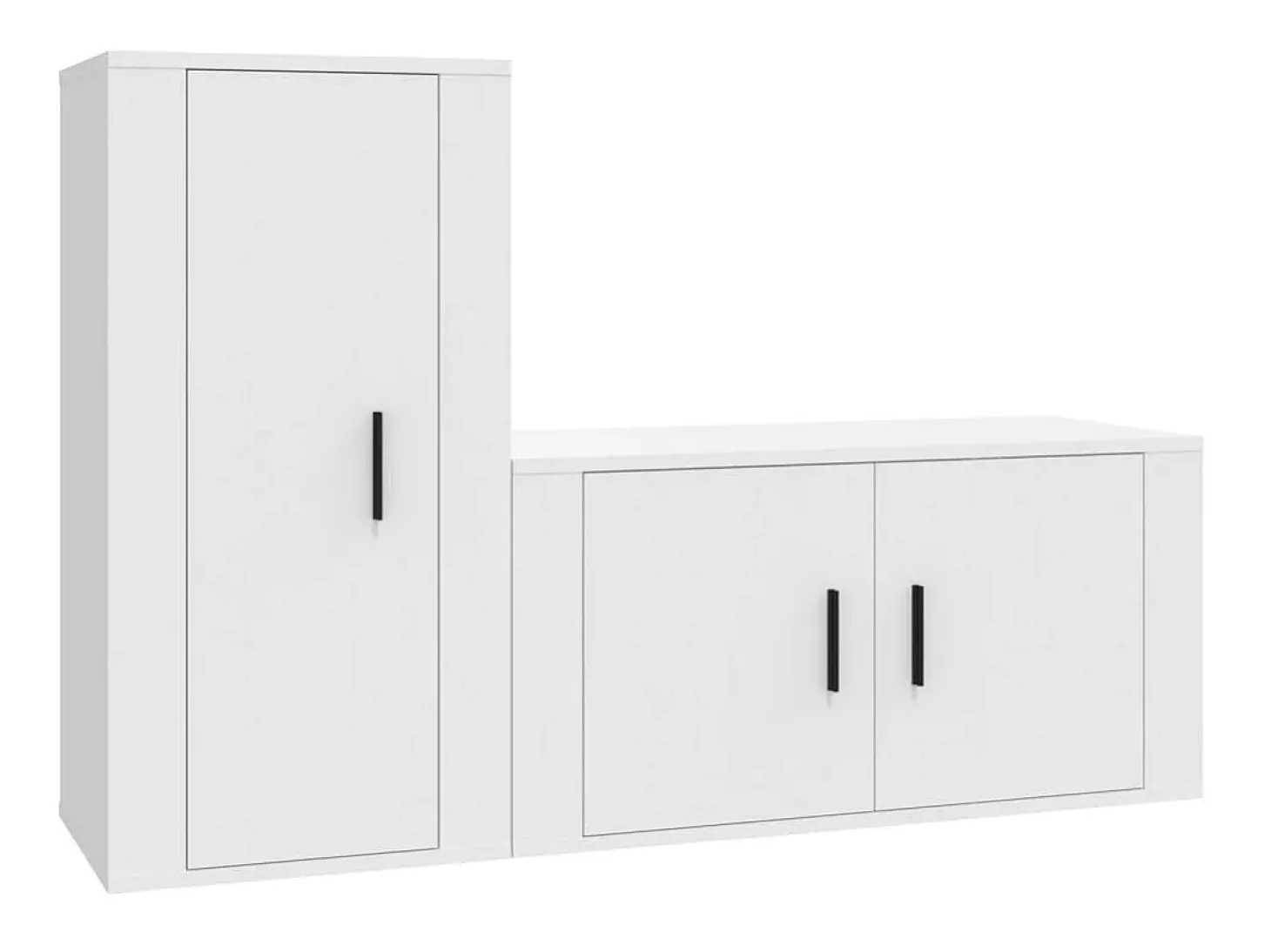 2 pcs conjunto móveis de TV derivados de madeira branco PT992402