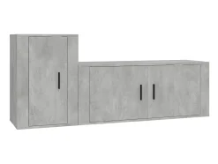 2 pcs conjunto móveis de TV derivados de madeira cinza cimento PT614067