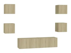 6 pcs conjunto móveis de TV derivados madeira carvalho sonoma PT587982