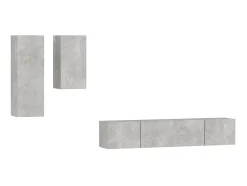 4 pcs conjunto móveis TV derivados de madeira cinzento cimento PT910009