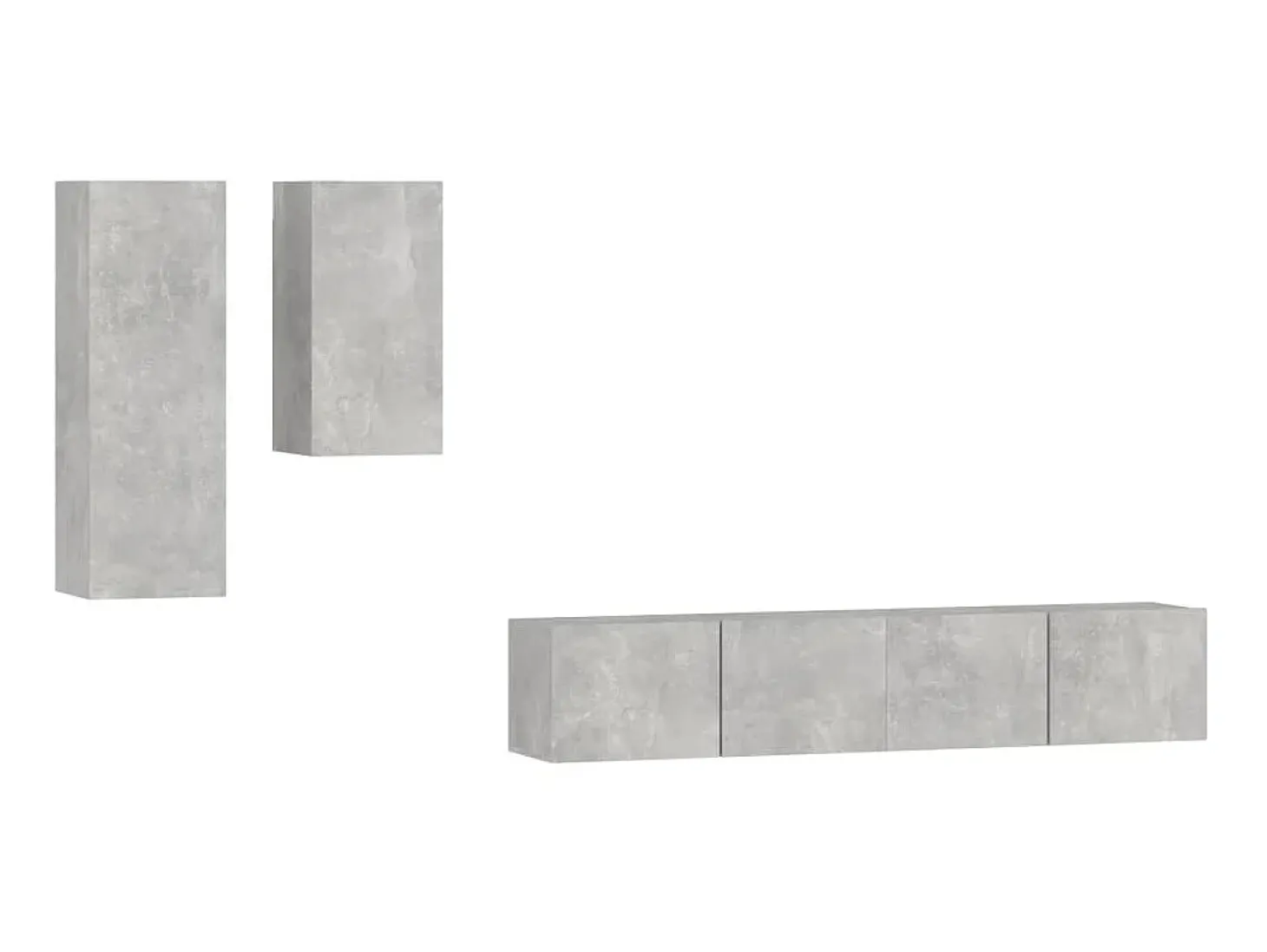 4 pcs conjunto móveis TV derivados de madeira cinzento cimento PT910009