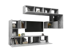 8 pcs conjunto móveis TV derivados de madeira cinzento cimento PT911247