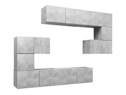8 pcs conjunto móveis TV derivados de madeira cinzento cimento PT911247