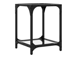 2 pcs Mesas de centro | Mesa de apoio | Mesa de café c/ topo vidro transparente 30x30x40cm aço