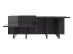 2 pcs Mesas de centro | Mesa de apoio | Mesa de café derivados de madeira cinzento brilhante