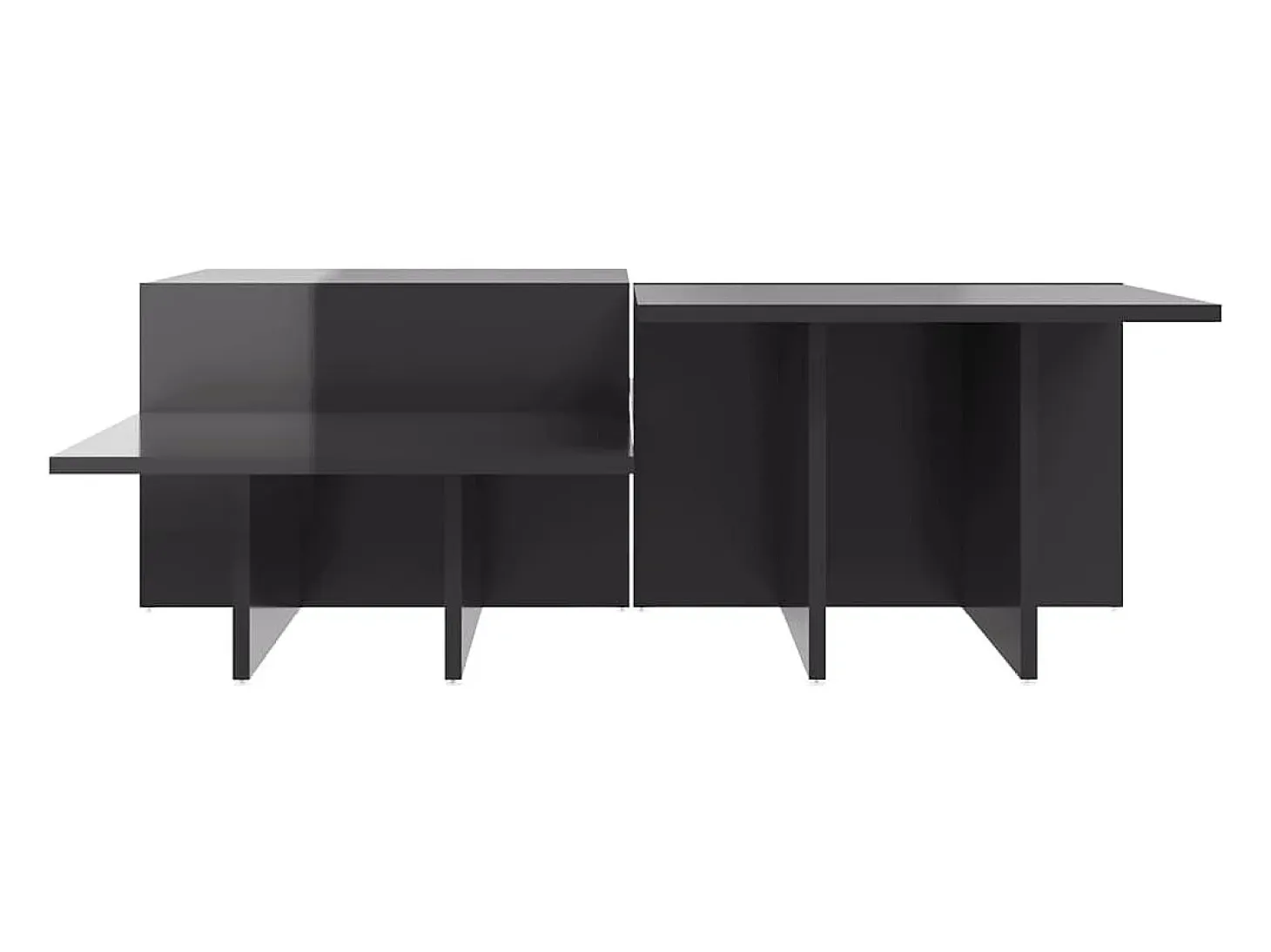 2 pcs Mesas de centro | Mesa de apoio | Mesa de café derivados de madeira cinzento brilhante
