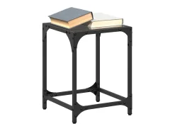 2 pcs Mesas de centro | Mesa de apoio | Mesa de café c/ topo em vidro preto 30x30x40 cm aço