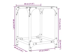 2 pcs Mesas de centro | Mesa de apoio | Mesa de café c/ topo em vidro preto 30x30x40 cm aço