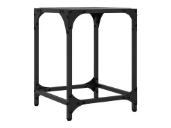 2 pcs Mesas de centro | Mesa de apoio | Mesa de café c/ topo em vidro preto 30x30x40 cm aço
