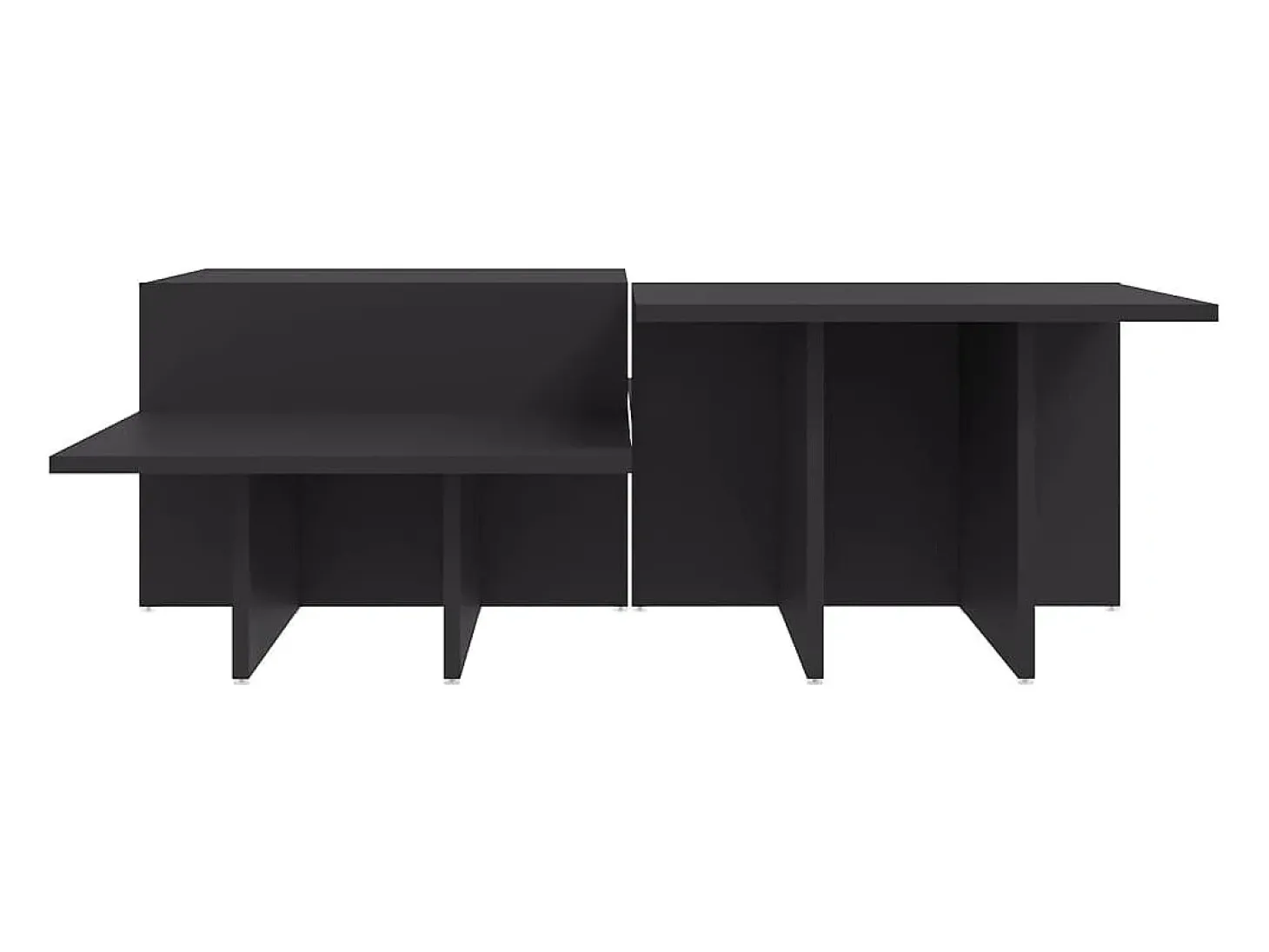 2 pcs Mesas de centro | Mesa de apoio | Mesa de café derivados de madeira cinzento