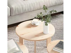 3 pcs Mesas de centro | Mesa de apoio | Mesa de café Natural 47.5x47.5x27 cm