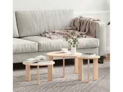3 pcs Mesas de centro | Mesa de apoio | Mesa de café Natural 47.5x47.5x27 cm