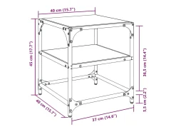 2 pcs Mesas de centro | Mesa de apoio | Mesa de café c/ topo vidro transparente 40x40x45cm aço