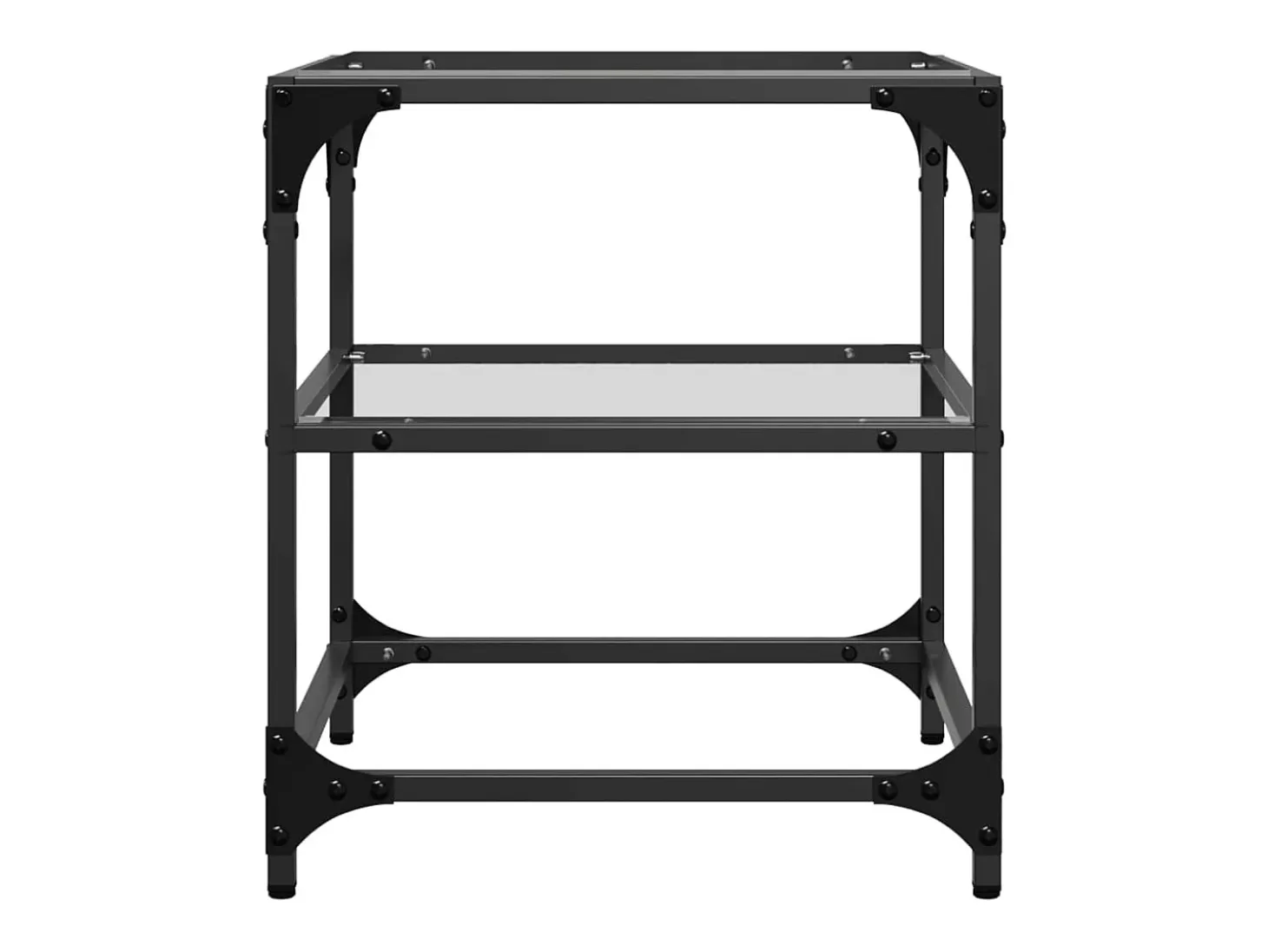 2 pcs Mesas de centro | Mesa de apoio | Mesa de café c/ topo vidro transparente 40x40x45cm aço