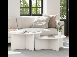 2 pcs Mesas de centro | Mesa de apoio | Mesa de café Branco 79x39.5x40 cm