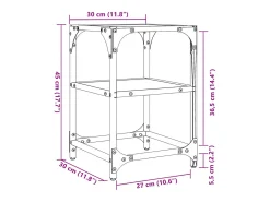 2 pcs Mesas de centro | Mesa de apoio | Mesa de café c/ tampo em vidro preto 30x30x45 cm aço