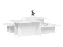 2 pcs Mesas de centro | Mesa de apoio | Mesa de café derivados de madeira branco