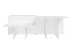 2 pcs Mesas de centro | Mesa de apoio | Mesa de café derivados de madeira branco