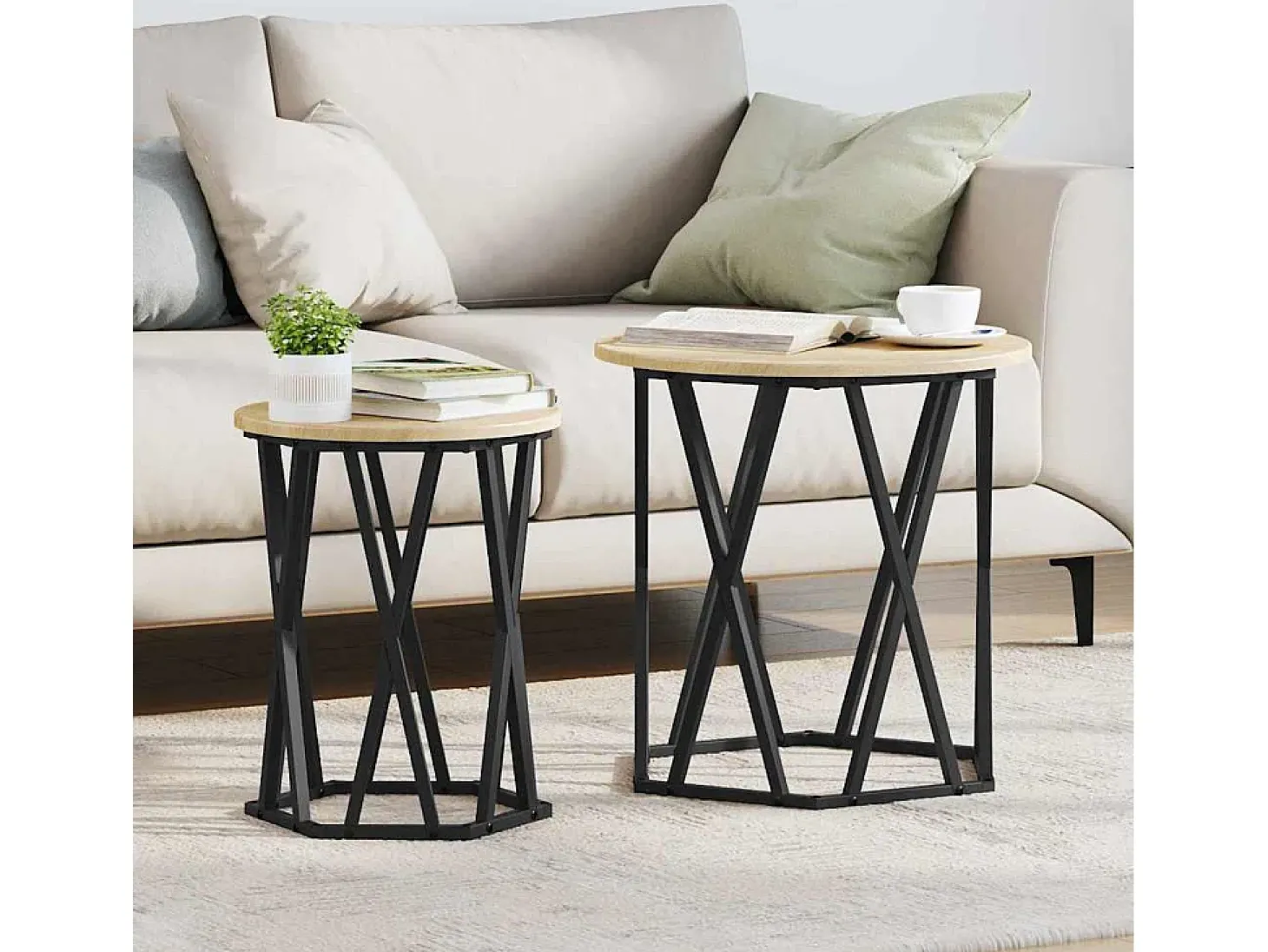 2 pcs Mesas de centro | Mesa de apoio | Mesa de café Carvalho sonoma 50x50x50 cm