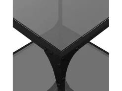 2 pcs Mesas de centro | Mesa de apoio | Mesa de café c/ topo em vidro preto 50x50x40 cm aço