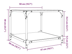 2 pcs Mesas de centro | Mesa de apoio | Mesa de café c/ topo em vidro preto 50x50x40 cm aço