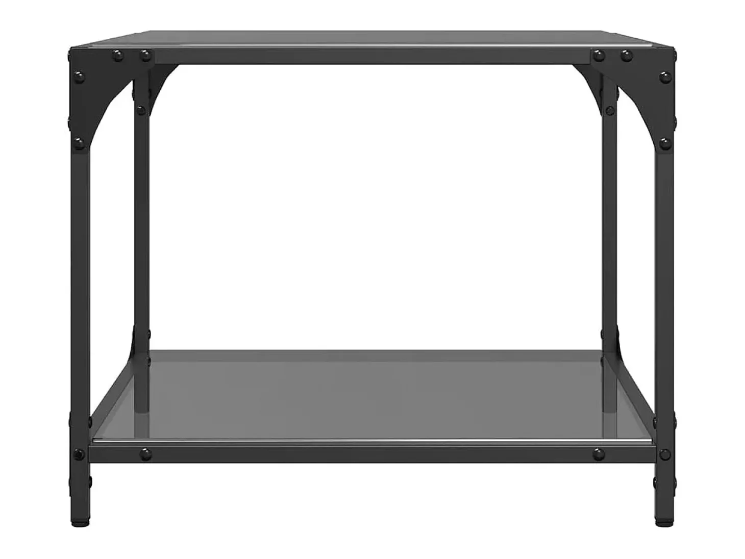 2 pcs Mesas de centro | Mesa de apoio | Mesa de café c/ topo em vidro preto 50x50x40 cm aço