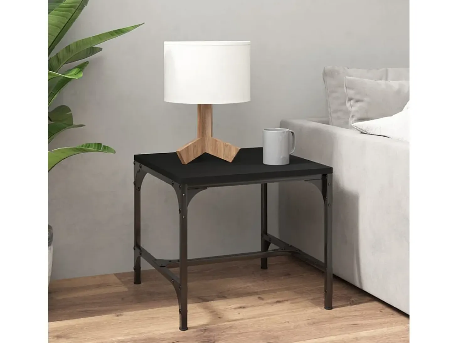 2 pcs Mesas de centro | Mesa de apoio | Mesa de café 40x40x35 cm derivados de madeira preto