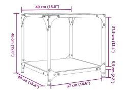 2 pcs Mesas de centro | Mesa de apoio | Mesa de café c/ topo em vidro preto 40x40x40 cm aço