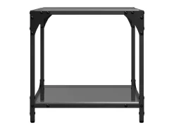 2 pcs Mesas de centro | Mesa de apoio | Mesa de café c/ topo em vidro preto 40x40x40 cm aço