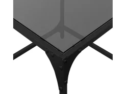 2 pcs Mesas de centro | Mesa de apoio | Mesa de café c/ topo em vidro preto 50x50x40 cm aço