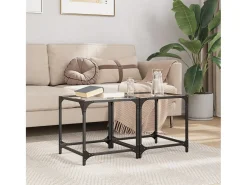 2 pcs Mesas de centro | Mesa de apoio | Mesa de café c/ topo vidro transparente 40x40x40cm aço