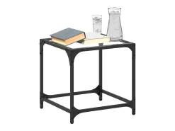 2 pcs Mesas de centro | Mesa de apoio | Mesa de café c/ topo vidro transparente 40x40x40cm aço