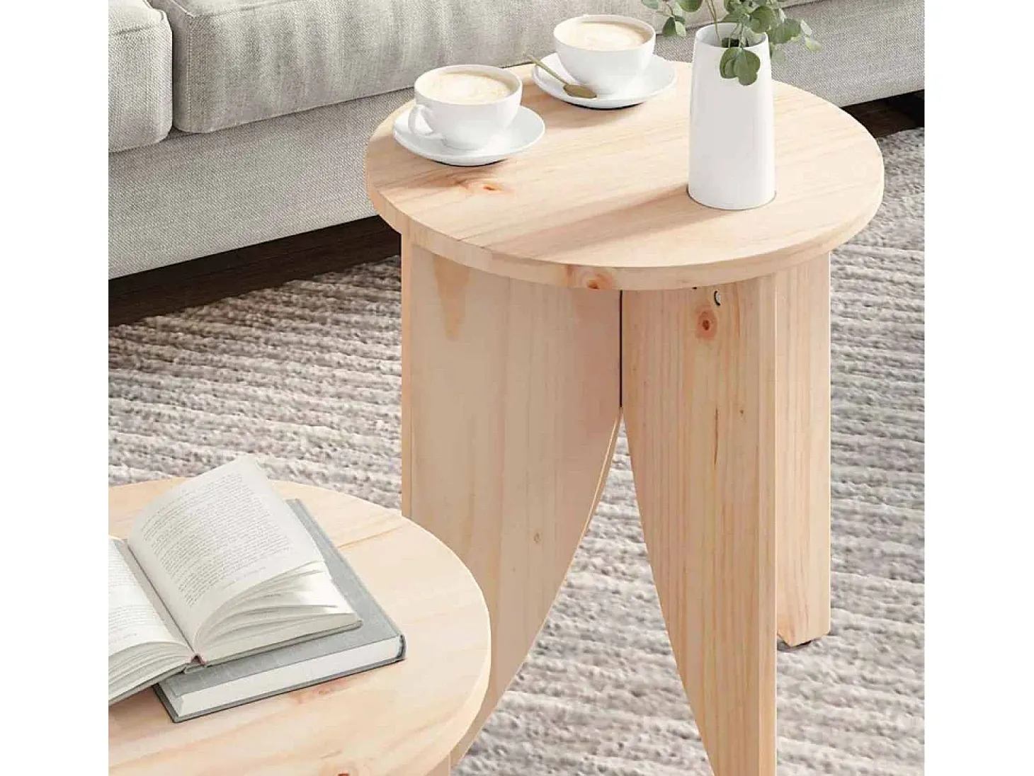 2 pcs Mesas de centro | Mesa de apoio | Mesa de café Natural 41.5x41.5x44 cm