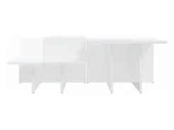 2 pcs Mesas de centro | Mesa de apoio | Mesa de café derivados de madeira branco brilhante
