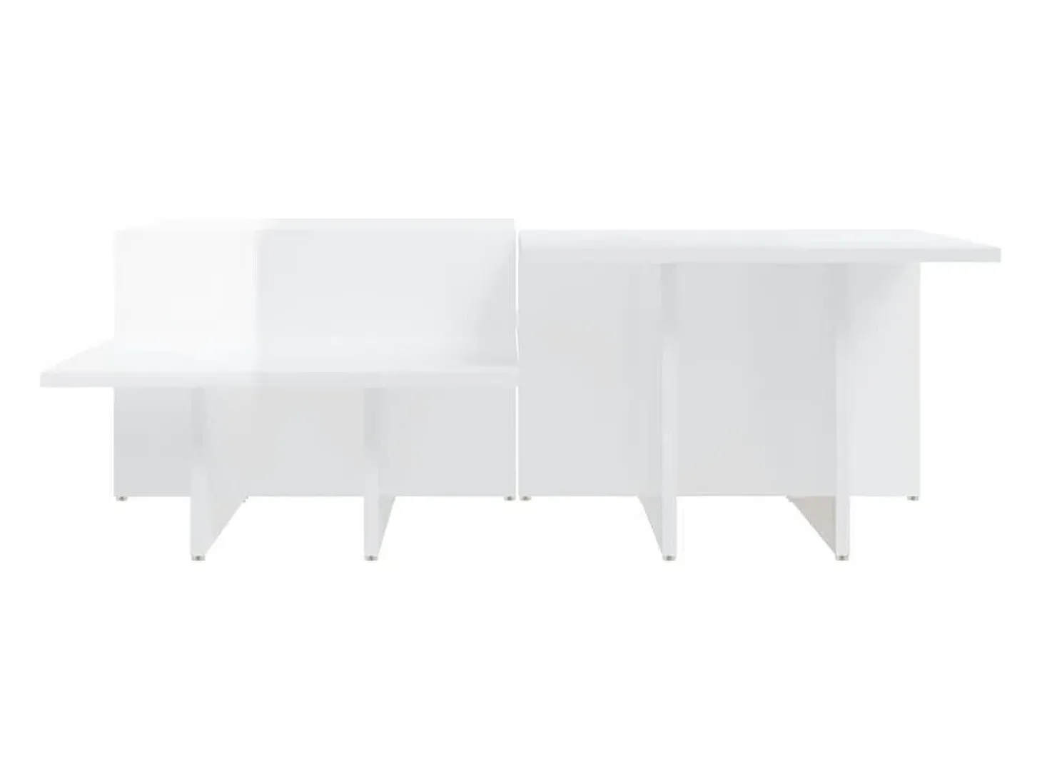 2 pcs Mesas de centro | Mesa de apoio | Mesa de café derivados de madeira branco brilhante