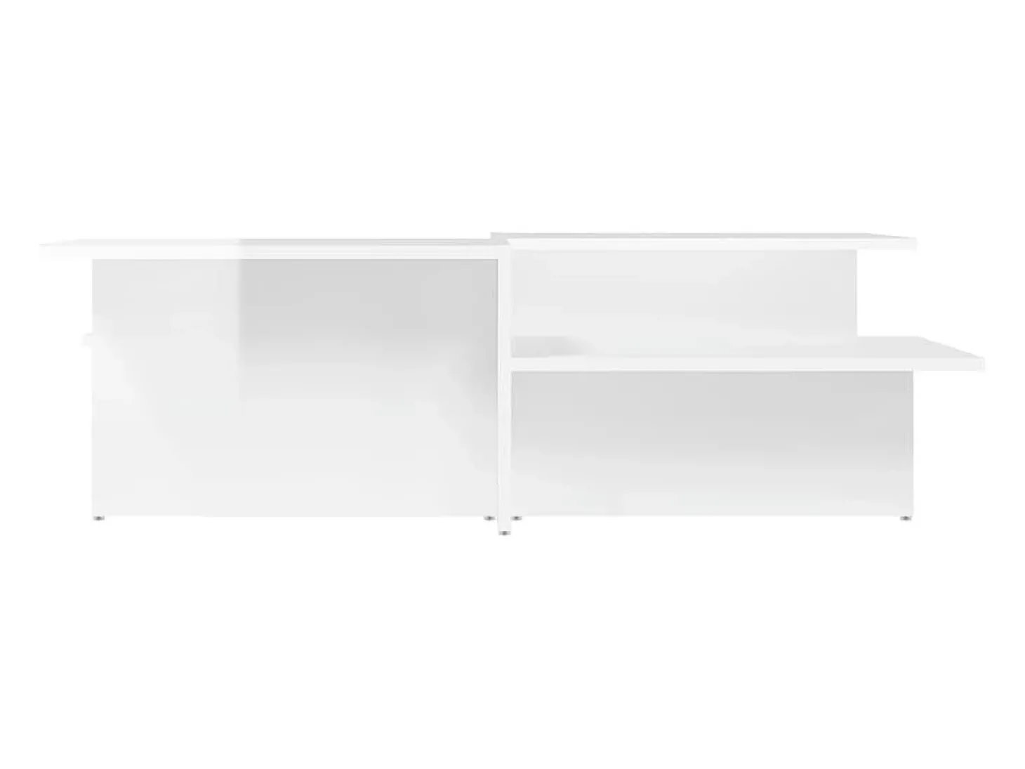 2 pcs Mesas de centro | Mesa de apoio | Mesa de café derivados de madeira branco brilhante