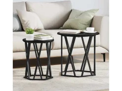 2 pcs Mesas de centro | Mesa de apoio | Mesa de café Carvalho preto 50x50x50 cm
