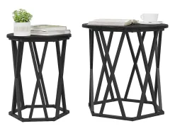 2 pcs Mesas de centro | Mesa de apoio | Mesa de café Carvalho preto 50x50x50 cm