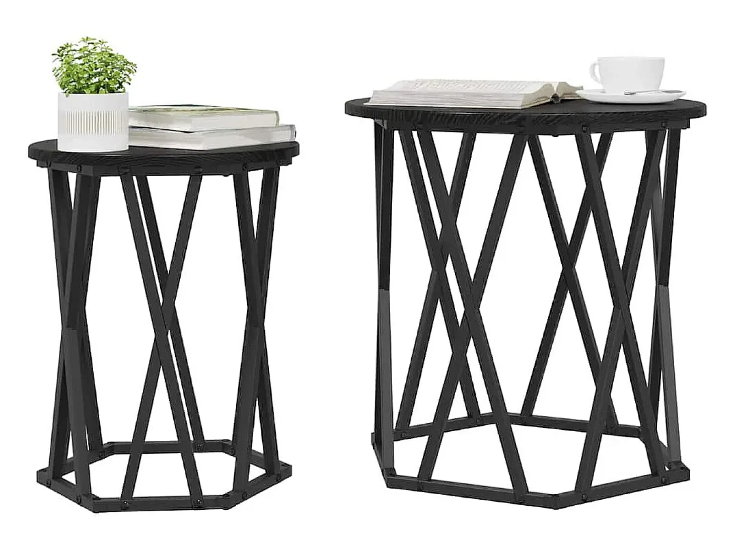 2 pcs Mesas de centro | Mesa de apoio | Mesa de café Carvalho preto 50x50x50 cm