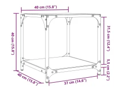 2 pcs Mesas de centro | Mesa de apoio | Mesa de café c/ topo vidro transparente 40x40x40cm aço