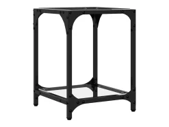 2 pcs Mesas de centro | Mesa de apoio | Mesa de café c/ topo vidro transparente 40x40x40cm aço