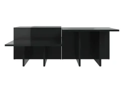 2 pcs Mesas de centro | Mesa de apoio | Mesa de café derivados de madeira preto brilhante