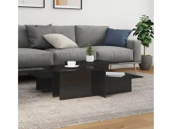 2 pcs Mesas de centro | Mesa de apoio | Mesa de café derivados de madeira preto brilhante