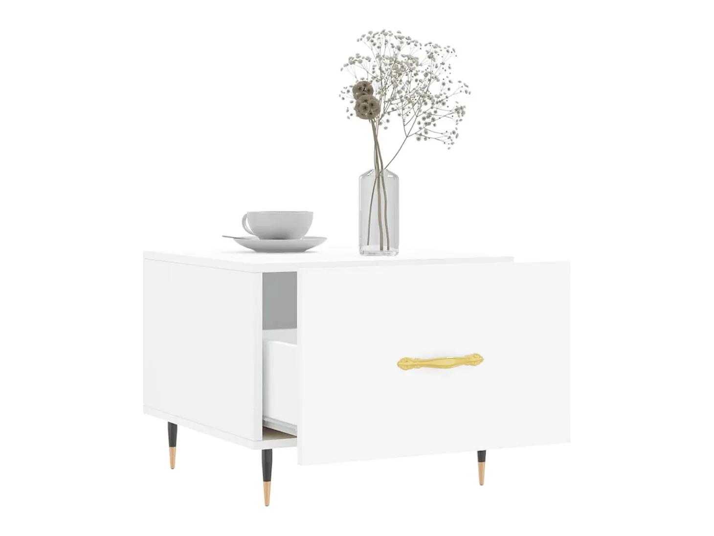 2 pcs Mesas de centro | Mesa de apoio | Mesa de café 50x50x40 cm madeira processada branco