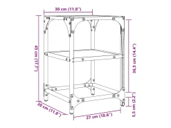 2 pcs Mesas de centro | Mesa de apoio | Mesa de café c/ tampo vidro transparente 30x30x45cm aço