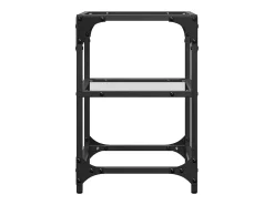 2 pcs Mesas de centro | Mesa de apoio | Mesa de café c/ tampo vidro transparente 30x30x45cm aço