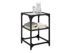 2 pcs Mesas de centro | Mesa de apoio | Mesa de café c/ tampo vidro transparente 30x30x45cm aço