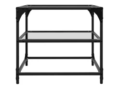 2 pcs Mesas de centro | Mesa de apoio | Mesa de café c/ topo vidro transparente 50x50x45cm aço